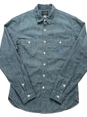 J.Crew Shirt Mens Size S Long Sleeve Chambray Slim Fit Japanese Selvedge Blue